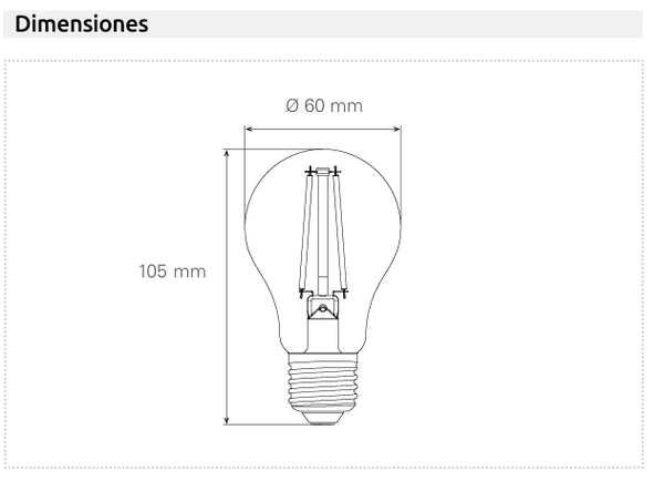 Bombilla LED Celer Ampled Alta Eficiencia A60 lámpara led E27 5W 4000K 1060lm 320° filamento