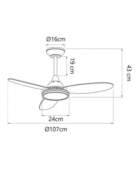 Ventilador de Techo Mahon Blanco 107 cm - 3 Palas - LED
