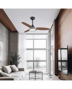 Ventilador de Techo MAHON Madera Oscura 107 cm - 3 Palas - LED