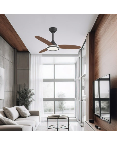 Ventilador de Techo MAHON Madera Oscura 107 cm - 3 Palas - LED