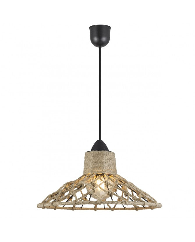 Lámpara Colgante Korfu Negro-Cuerda - Un toque natural y vintage para tu decoración